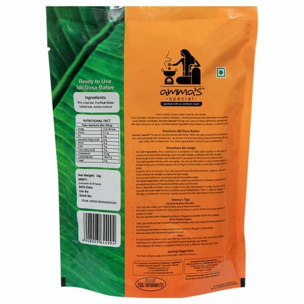 Amma's Special Idli Dosa Batter (Pouch) 1 kg Combo