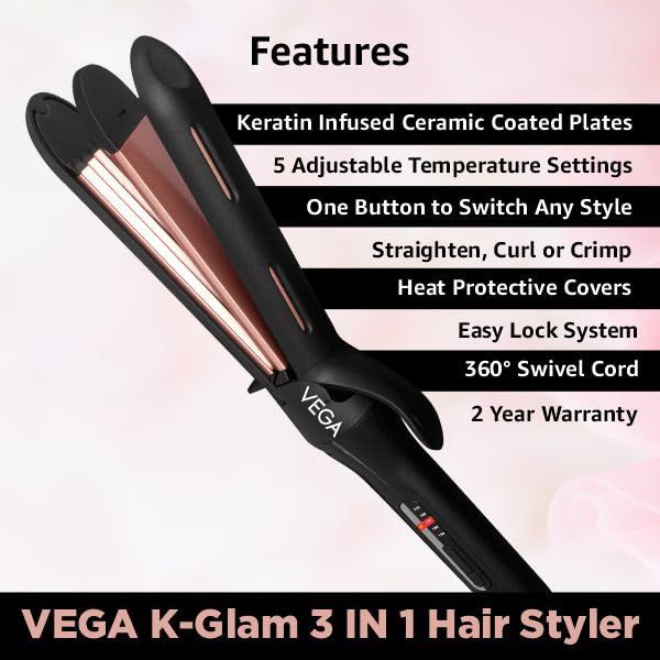 VEGA K Glam VHSCC 04 Hair Styler - 3 in 1 Hair Styler