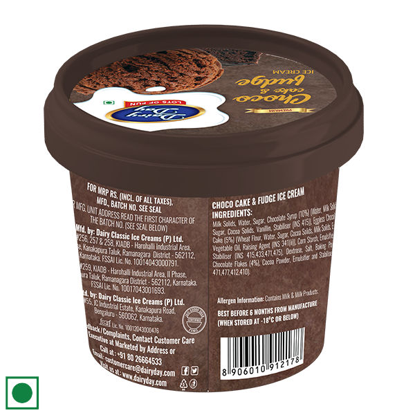 Dairy Day Choco Cake And Fudge Ice Cream Tub