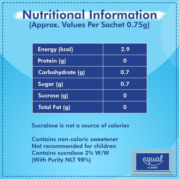 Equal Classic Zero Calorie Sweetener Sugar Free Calorie Control