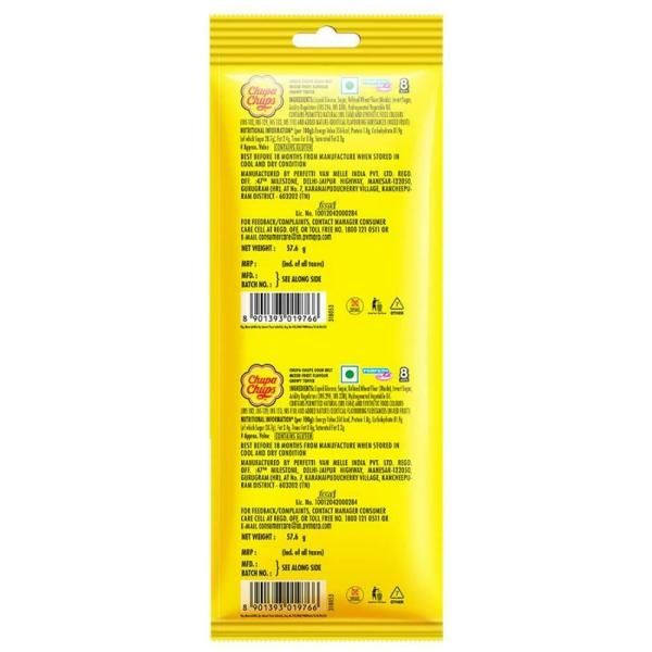 Chupa Chups Sour Belt Mixed Fruit Flavour Soft And Chewy Toffee 57.6 g Combo