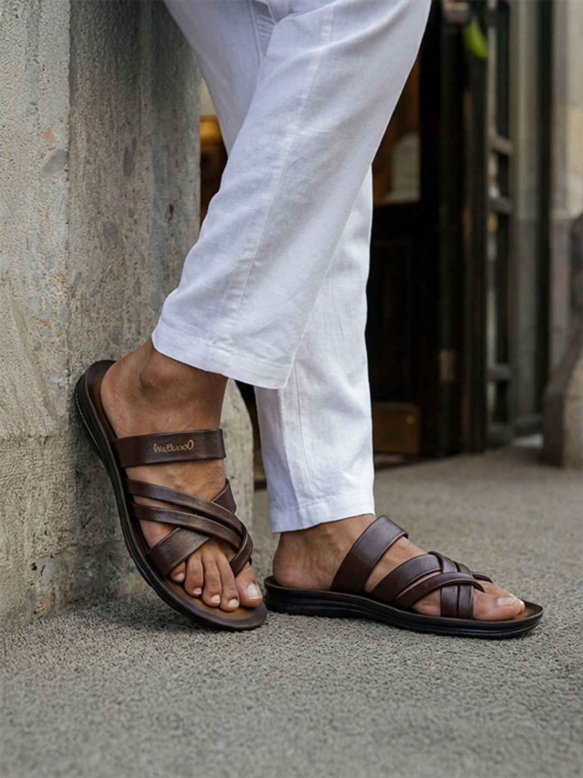 Walkaroo Men's Daily Wear Comfort Sandals - W5687 Special Brown | UK12