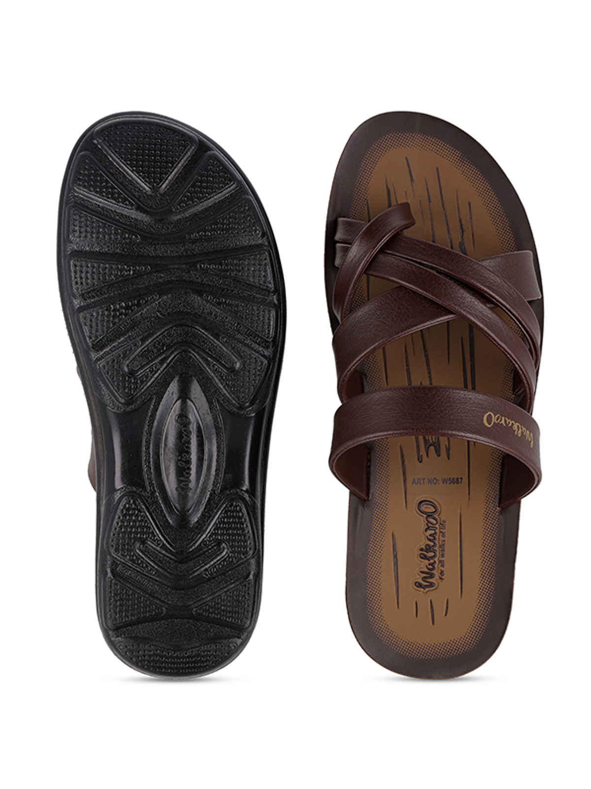 Walkaroo Men's Daily Wear Comfort Sandals - W5687 Special Brown | UK12
