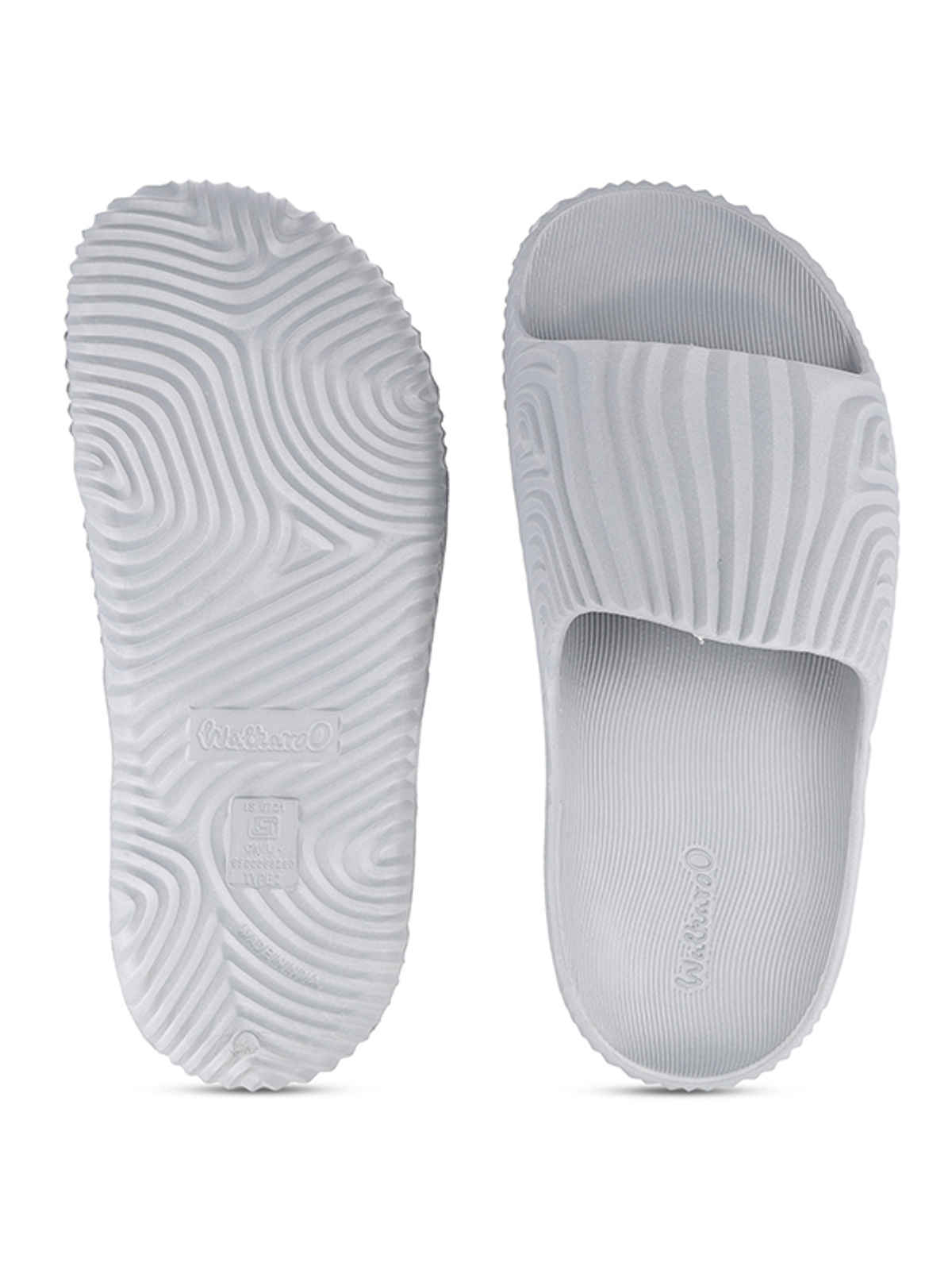 Walkaroo Men's Flip Flop Sliders | WC8769 Light Grey | UK 8