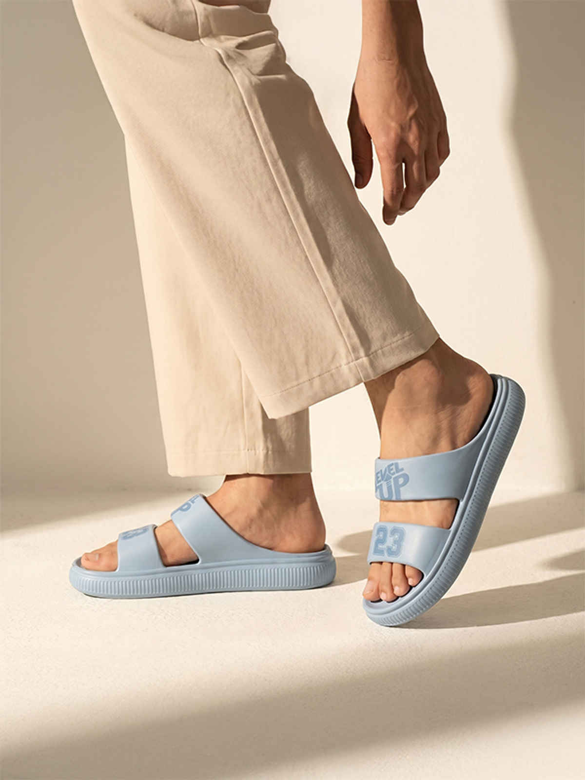 Walkaroo Men's Daily Wear Comfort Sandals - WC8711 Aqua Blue | UK9