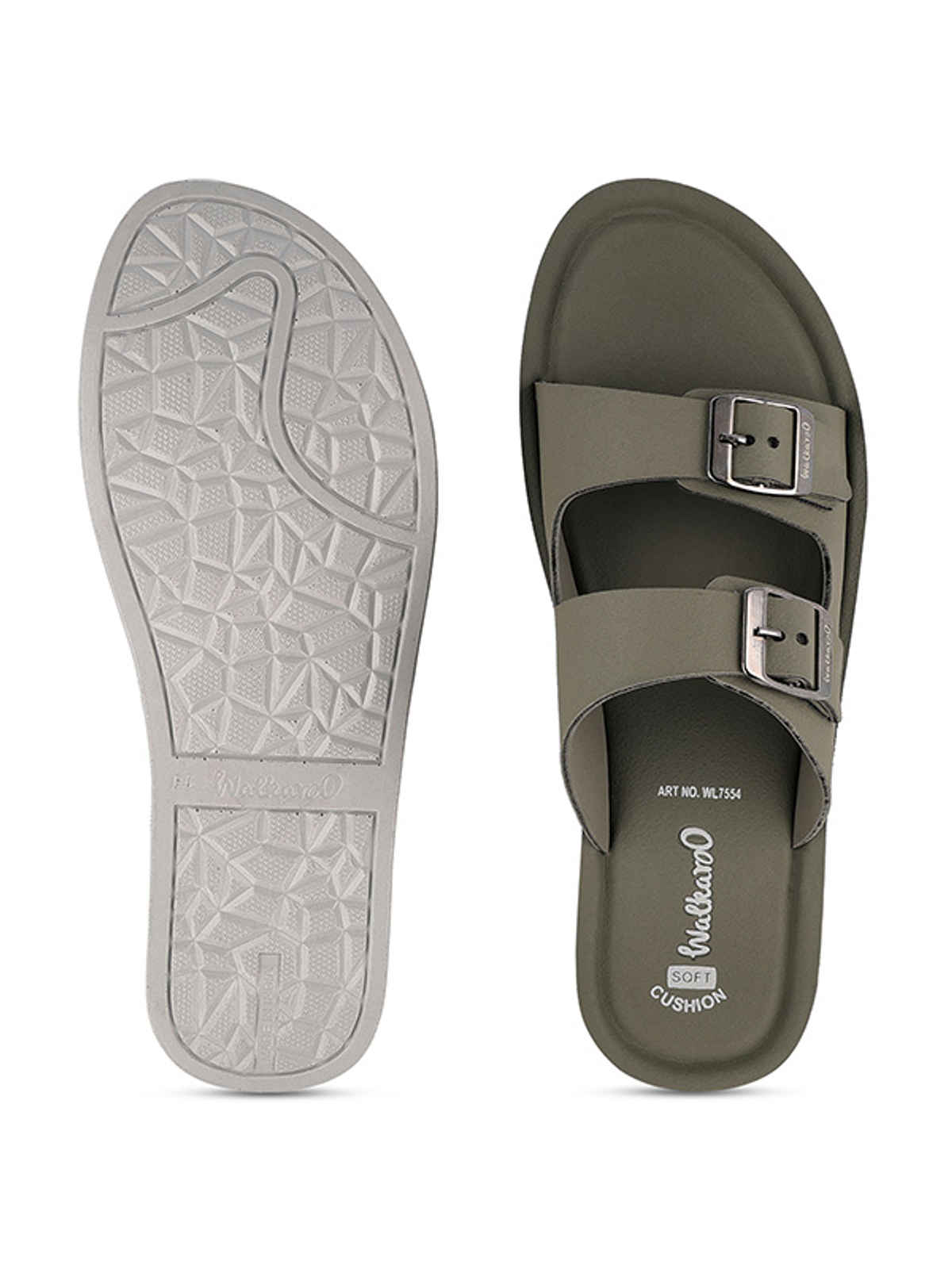 Walkaroo Women's Daily Wear Comfort Sandals - WL7554 Olive | UK5