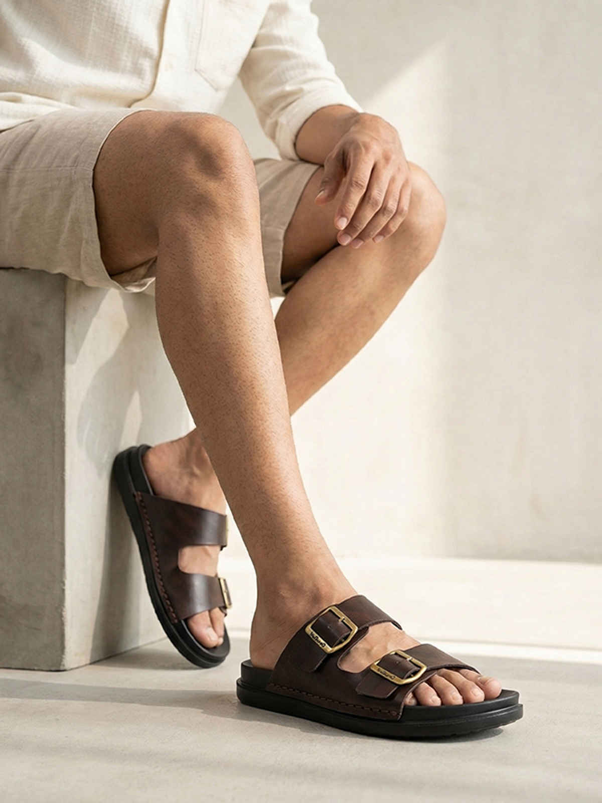 Walkaroo Men's Daily Wear Comfort Sandals - WE1337 Black UK8