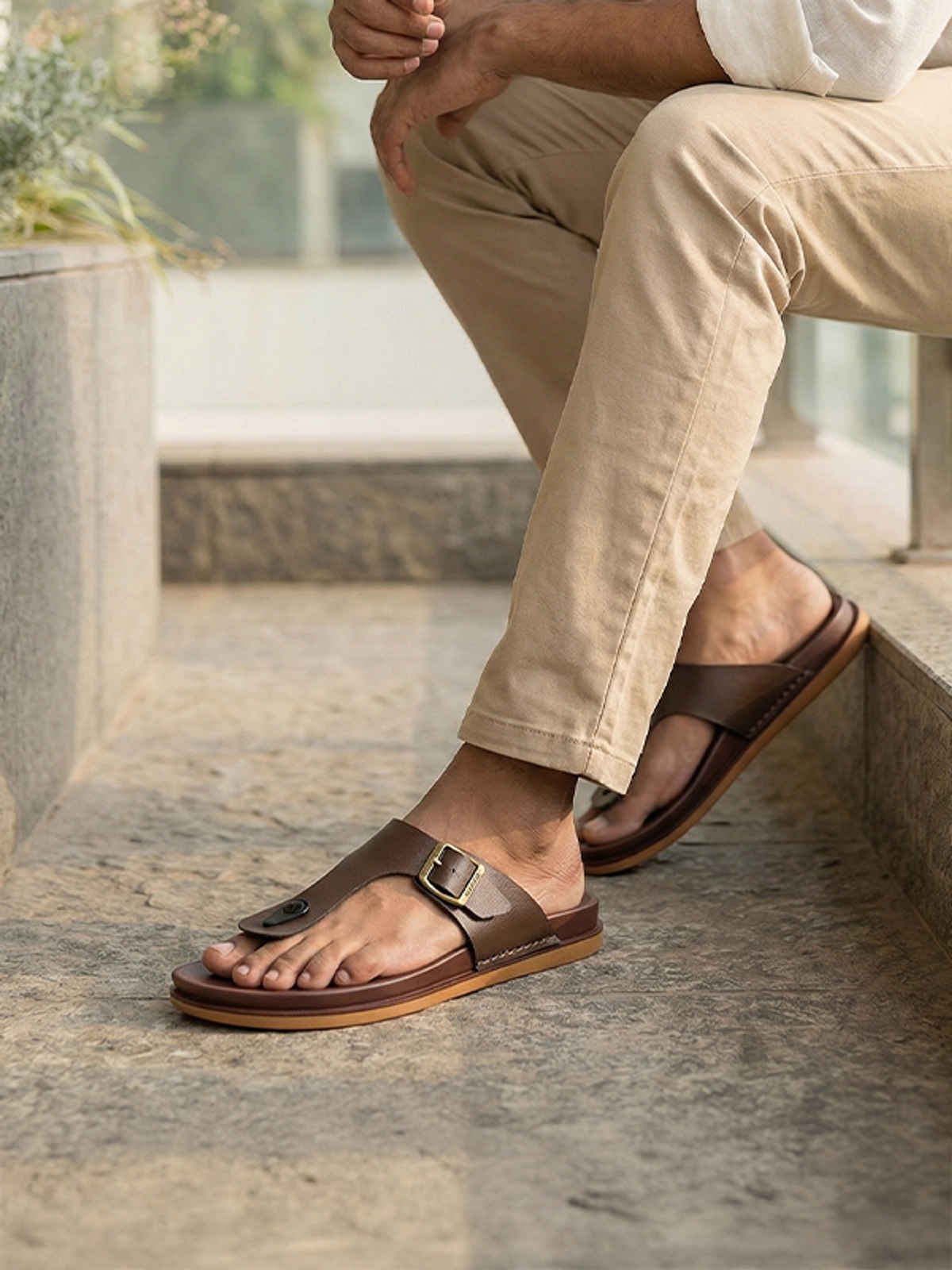Walkaroo Men's Daily Wear Comfort Sandals - WE1356 Brown UK6