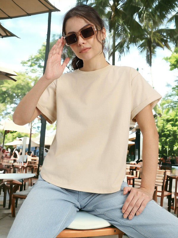 Juneberry Black Oversized Fit Boyfriend T-shirt for Women - XL