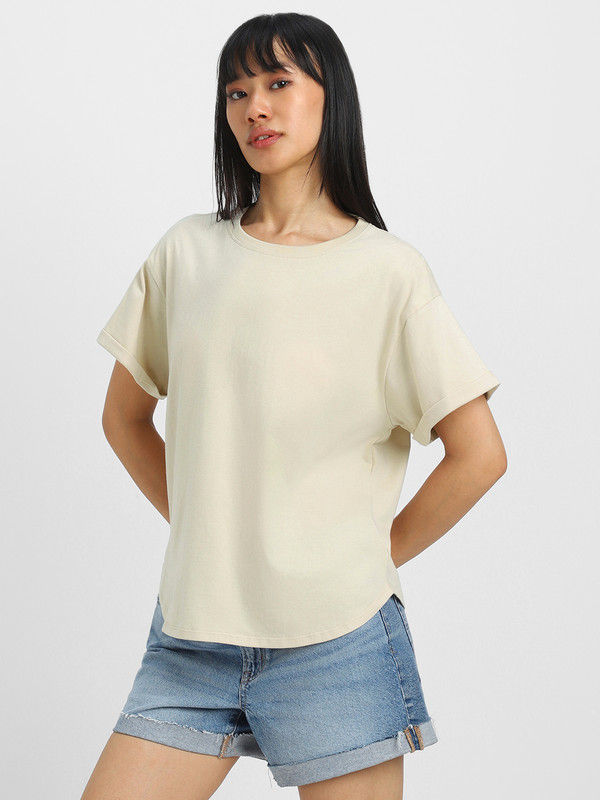 Juneberry Black Oversized Fit Boyfriend T-shirt for Women - XL