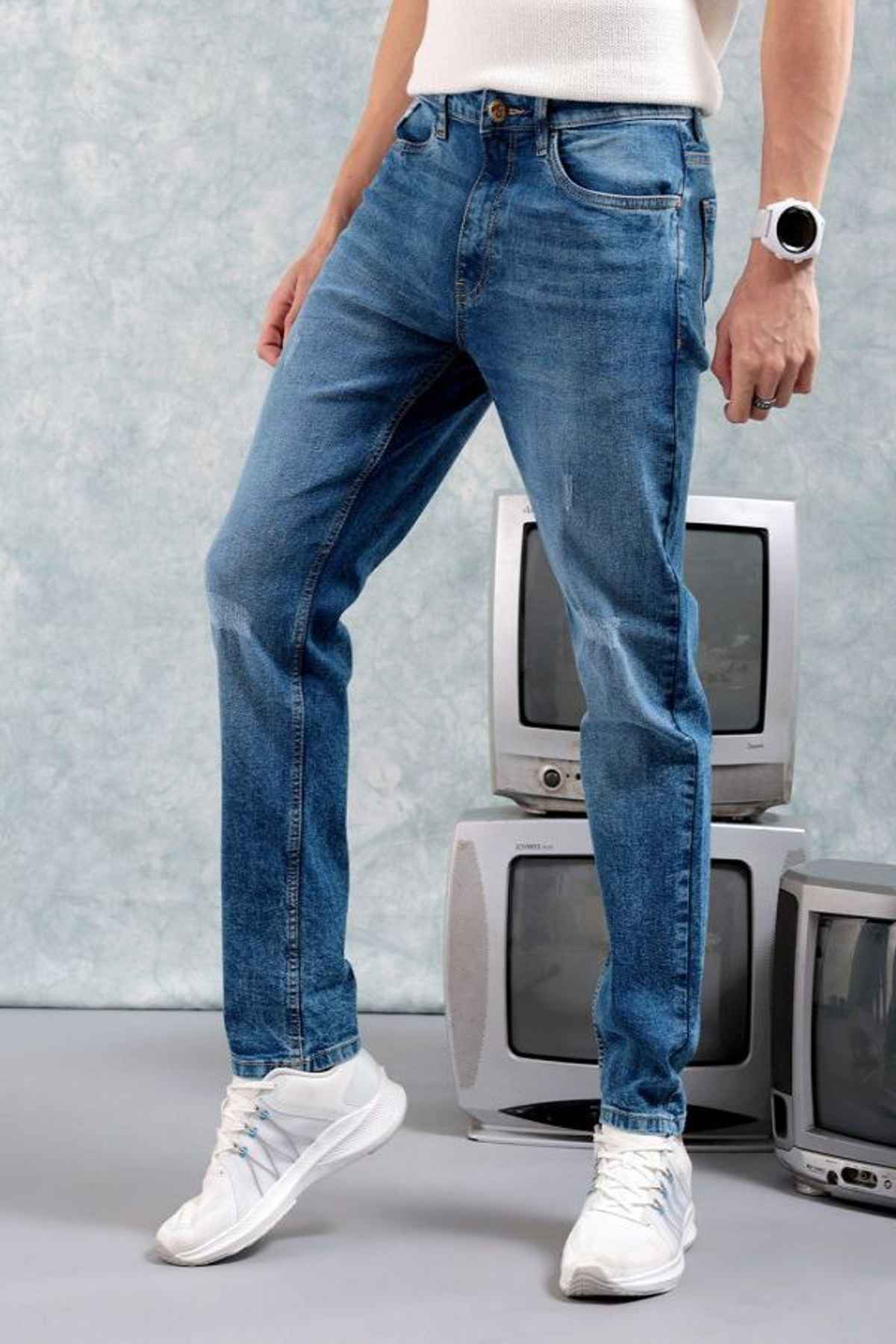 The Indian Garage Co Men s | G-101-Slim Fit Jeans Solid Street Jeans | Light Blue | 32