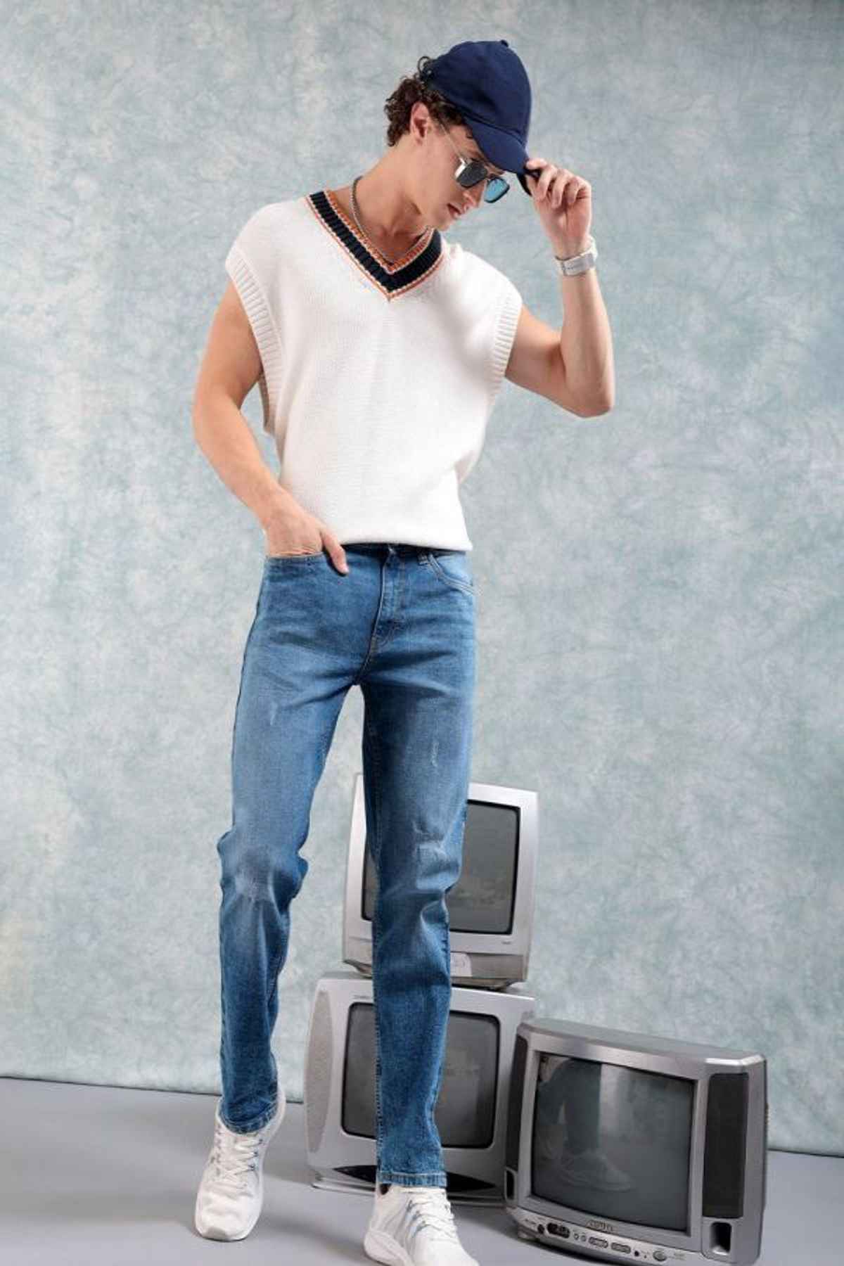 The Indian Garage Co Men s | G-101-Slim Fit Jeans Solid Street Jeans | Light Blue | 34