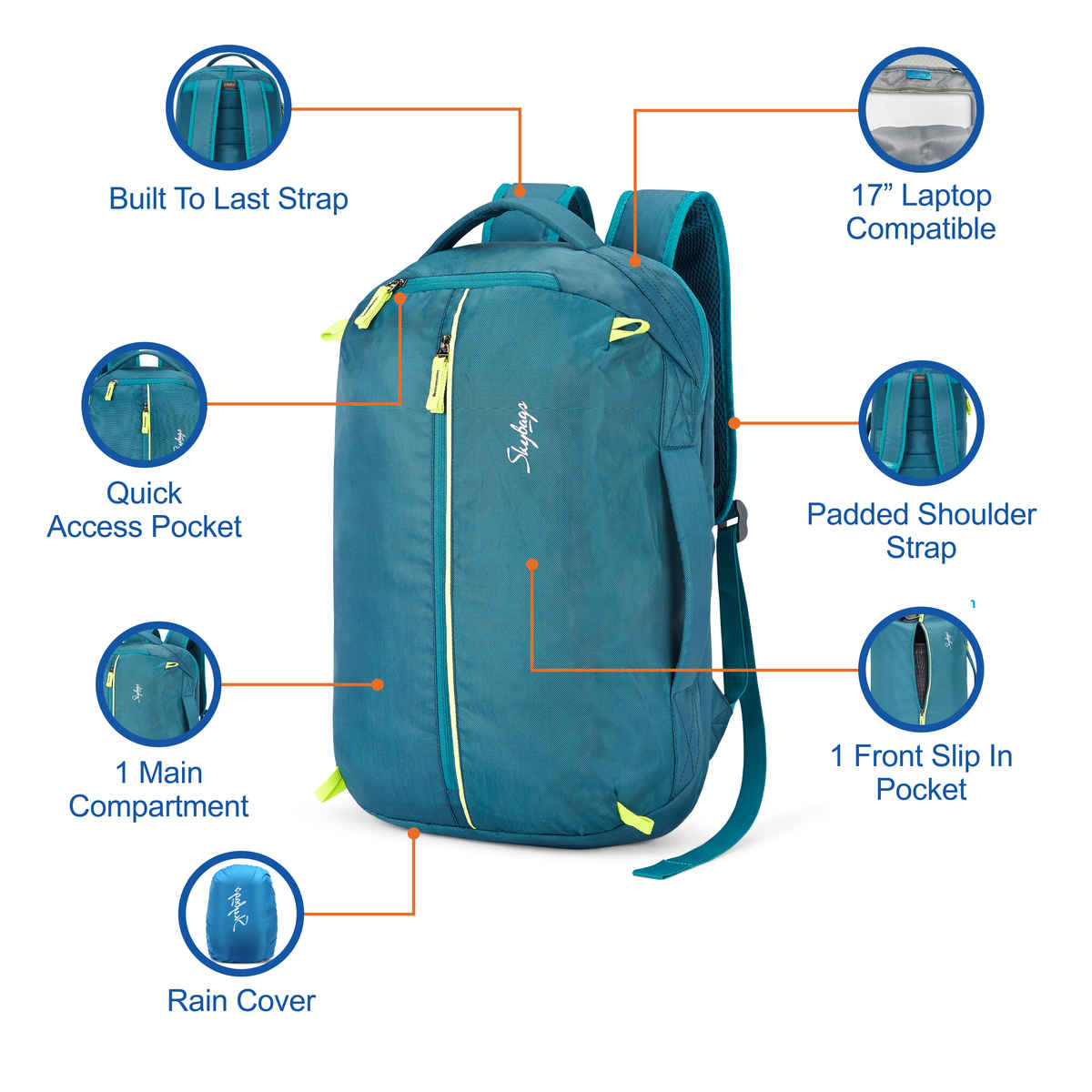 Skybags Unisex Solid Polyester 20 L Laptop Backpack | Blue - 15.6 Inches