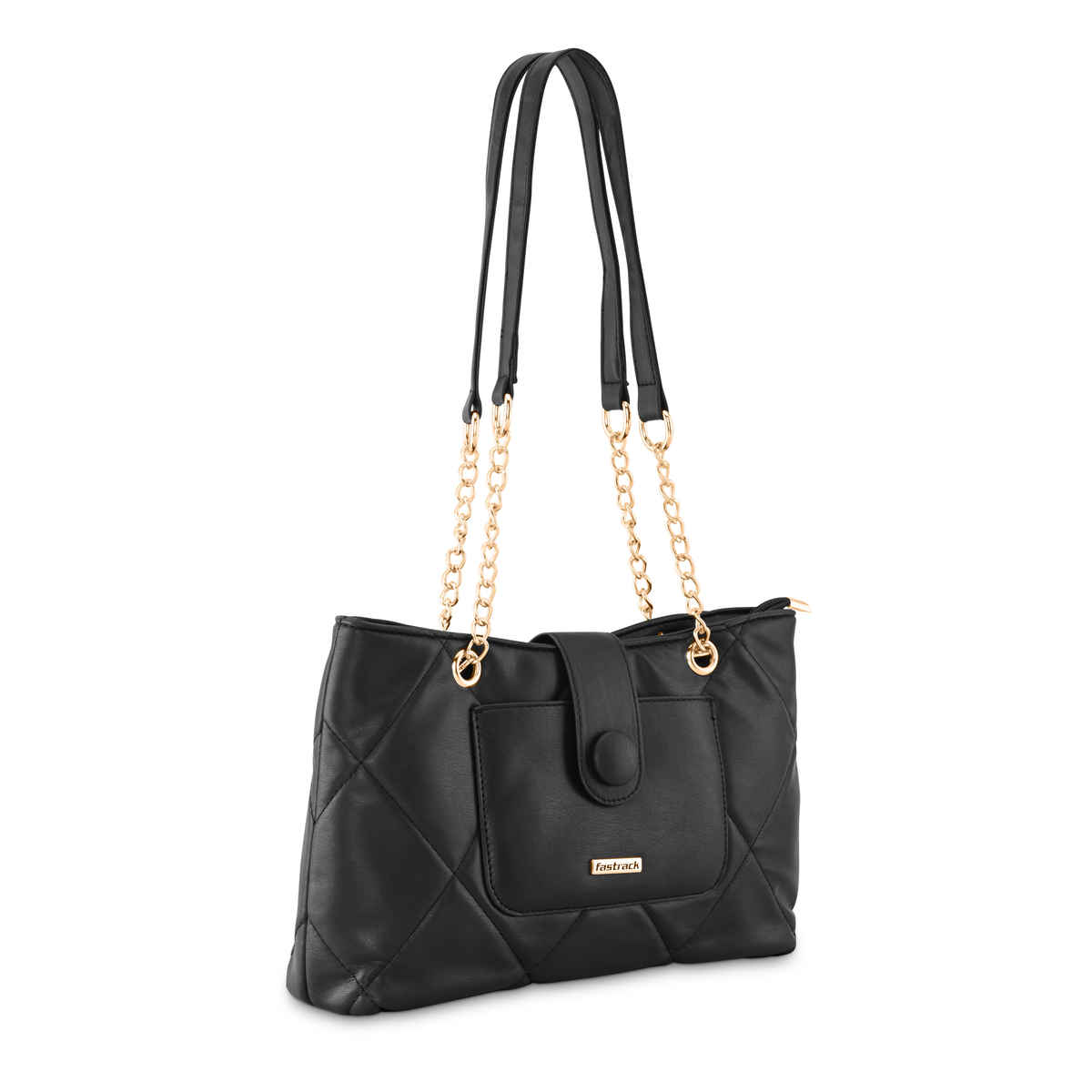 Fastrack Women's PU Structured Quilted Tote Bag | Black