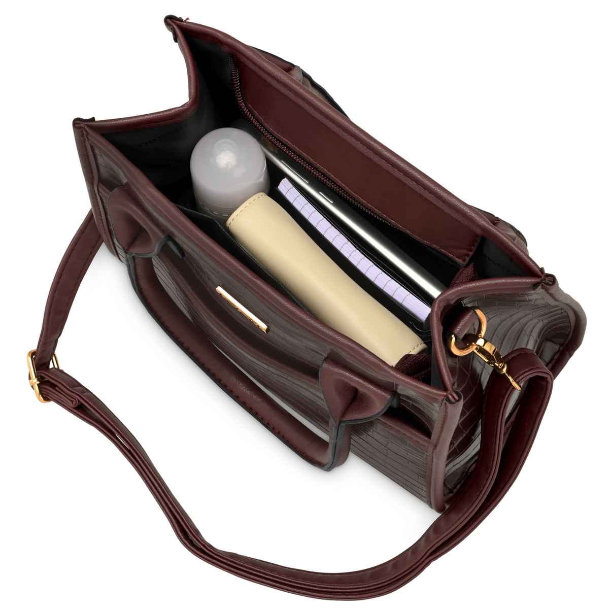 Fastrack Women's Animal Textured Structured Handheld Bag | Brown
