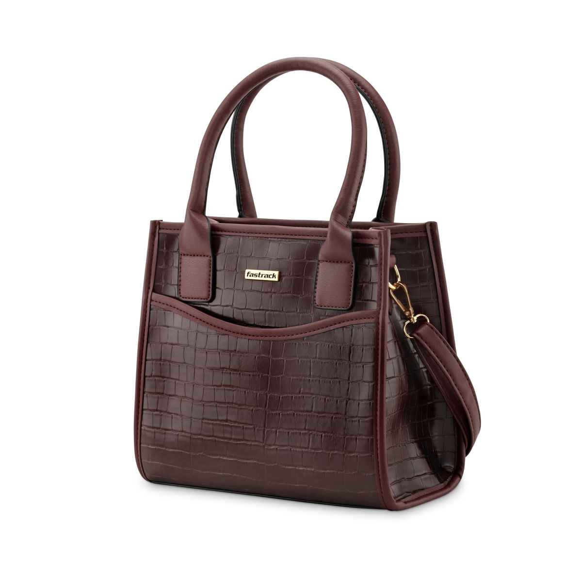 Fastrack Women's Animal Textured Structured Handheld Bag | Brown