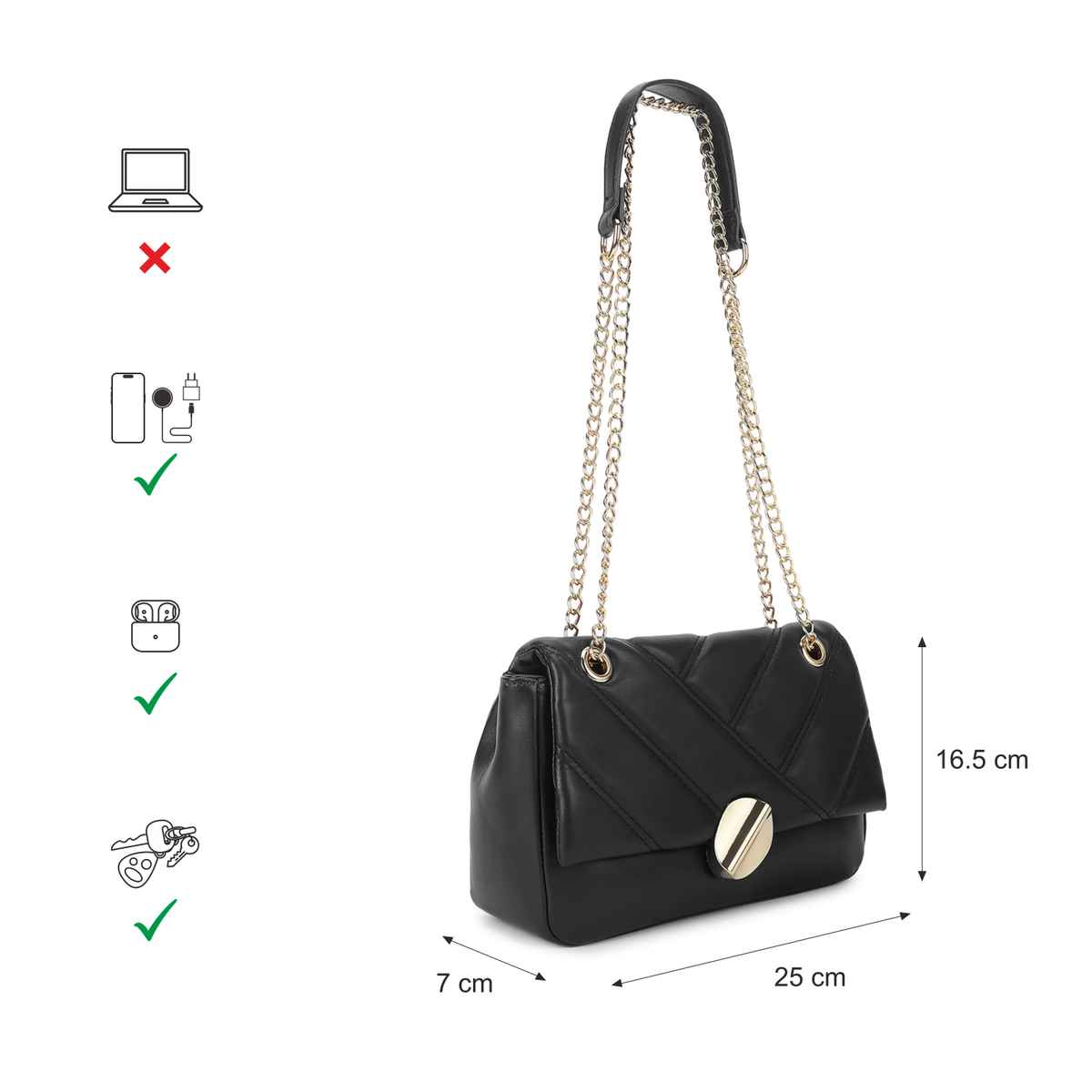 Fastrack Bags Casual Sling Bag with Magnetic Closure in Black