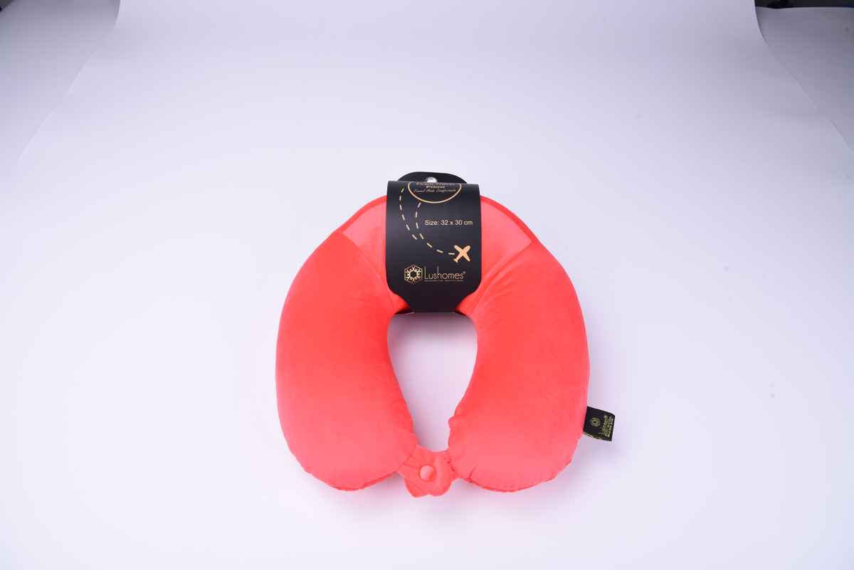 Lushomes Unisex Solid Memory Foam Neck Pillow | Red - One Size
