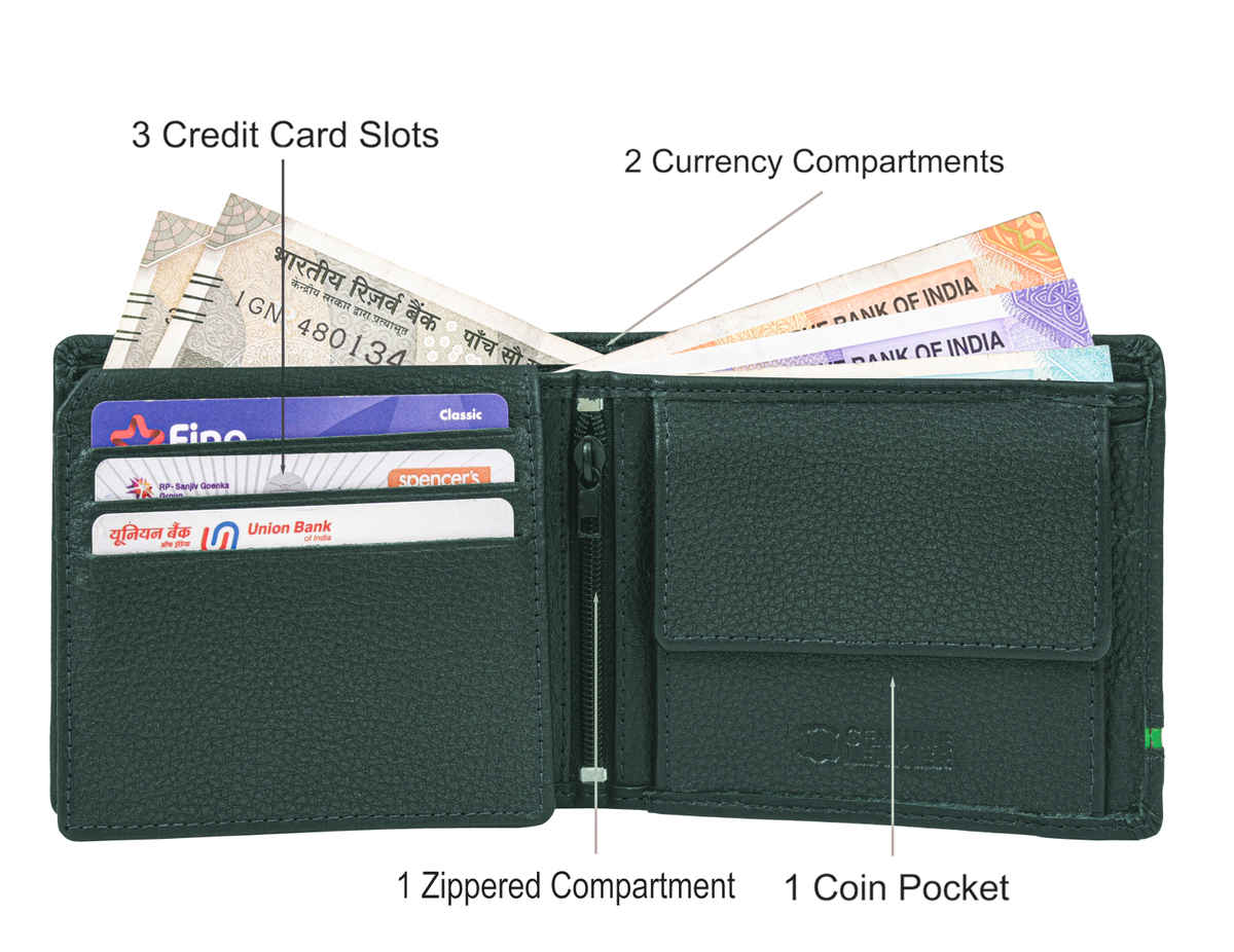 URBAN FOREST Men's Stag Leather Wallet | Green & Light Green