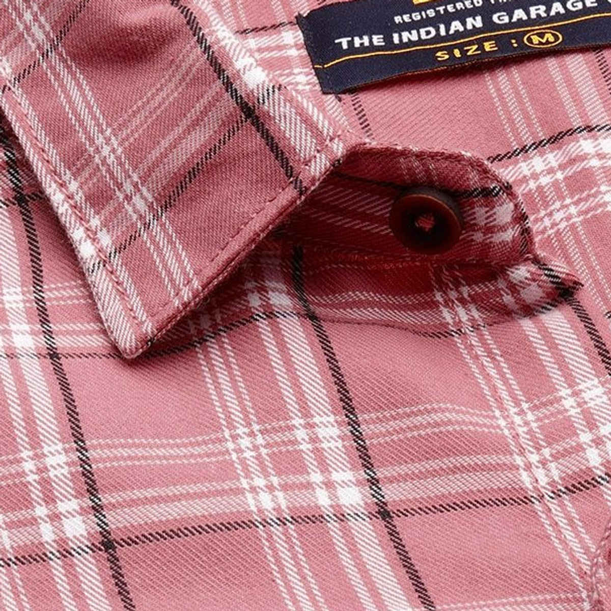 The Indian Garage Co Men's Regular Fit Checkered Casual Shirt | Pink - M