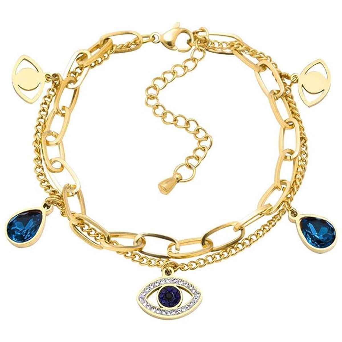 Beautynx Blue Evil Eye Anti tarnish Bracelet | BNX-BR-0008 - Gold