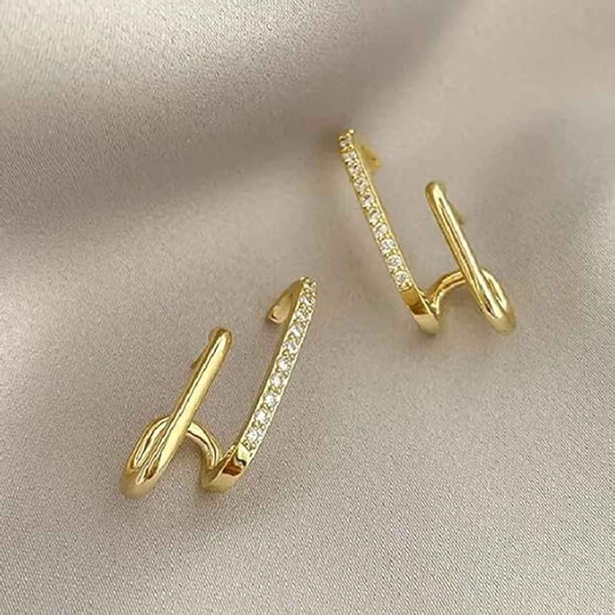 Beautynx Dual Halo Spark Hoop Earrings | BNX-EAR-0043 - Gold