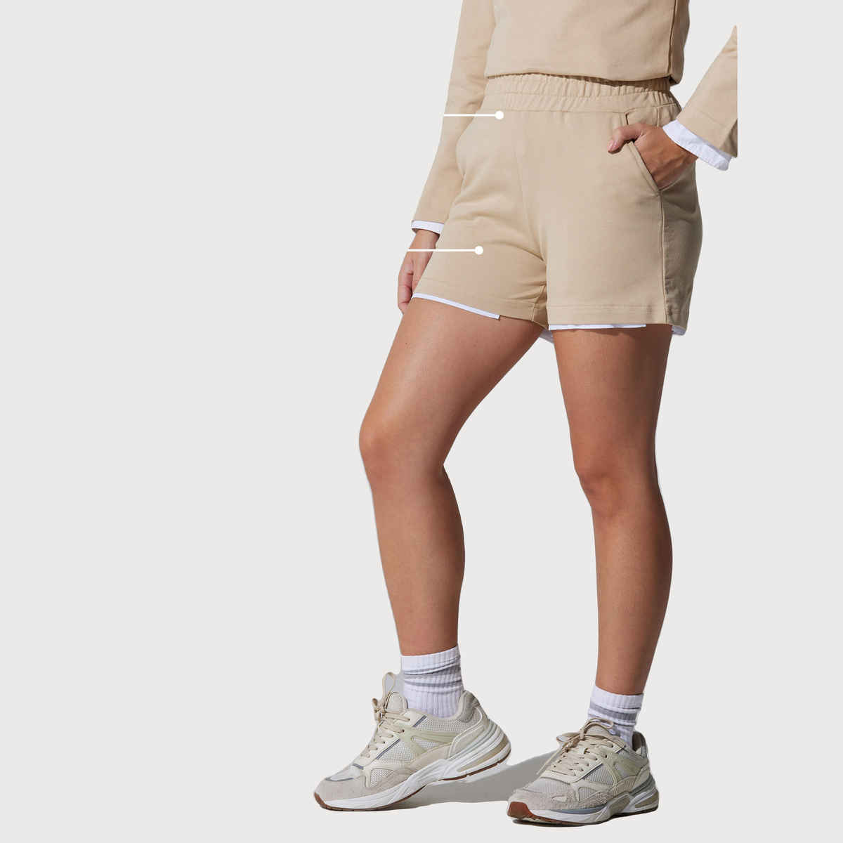 Cava Athleisure Beige ZenFeel Shorts for Women | XL