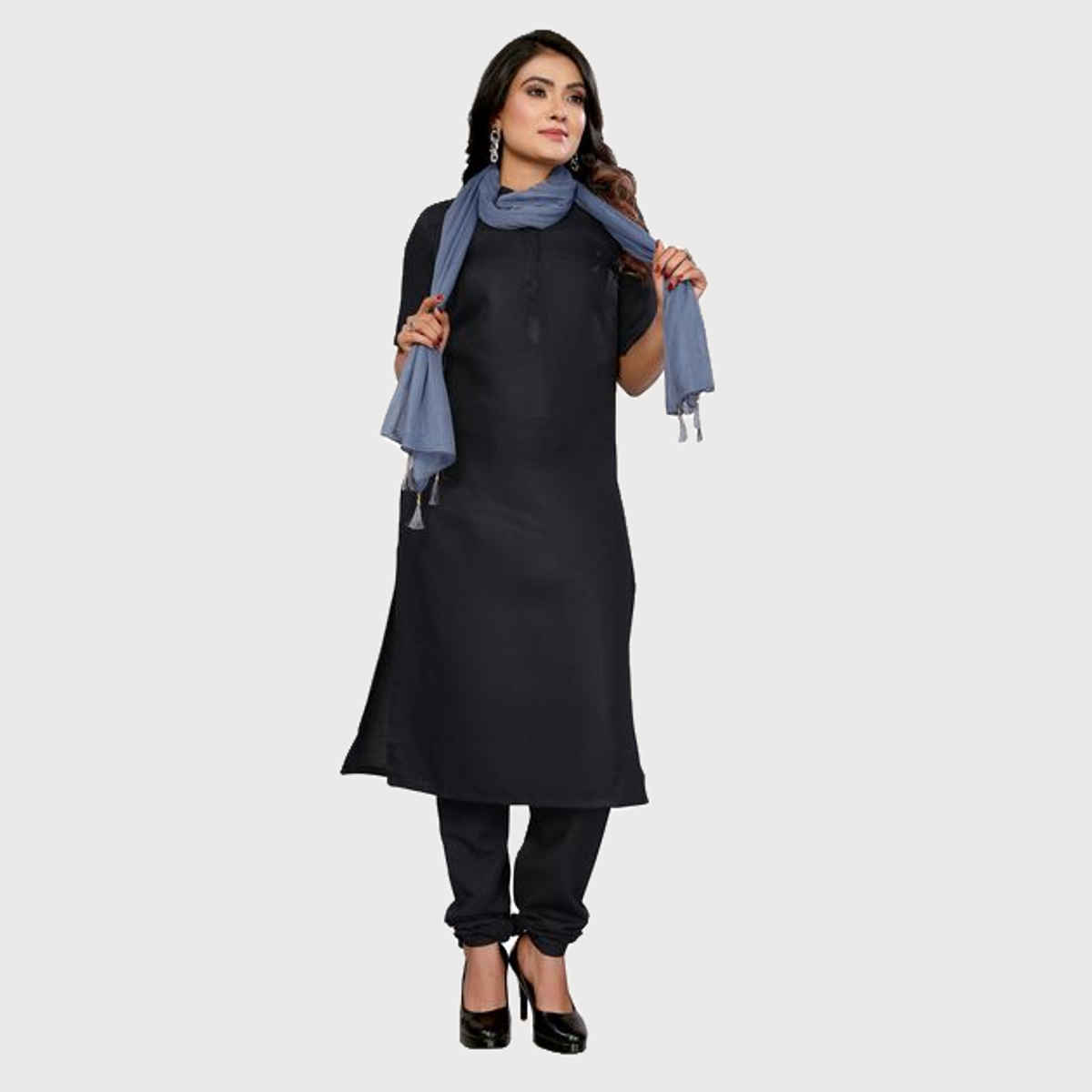 FABFLICK Lycra Made Plain Solid Women's Dupatta With Tassels | Grey
