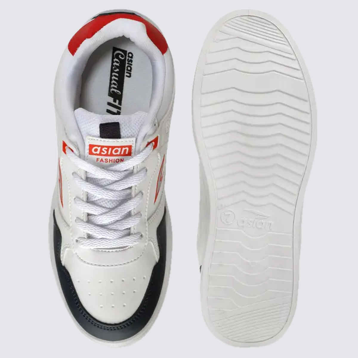 Asian Boston-01 Men Sneakers | White-Navy-Red | Size-9