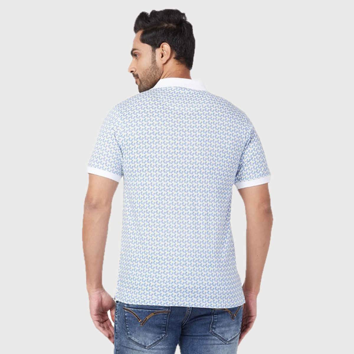 Raymond Men's Modern Fit Pure Cotton Polo Neck Half Sleeve Casual T-Shirt | M | Blue