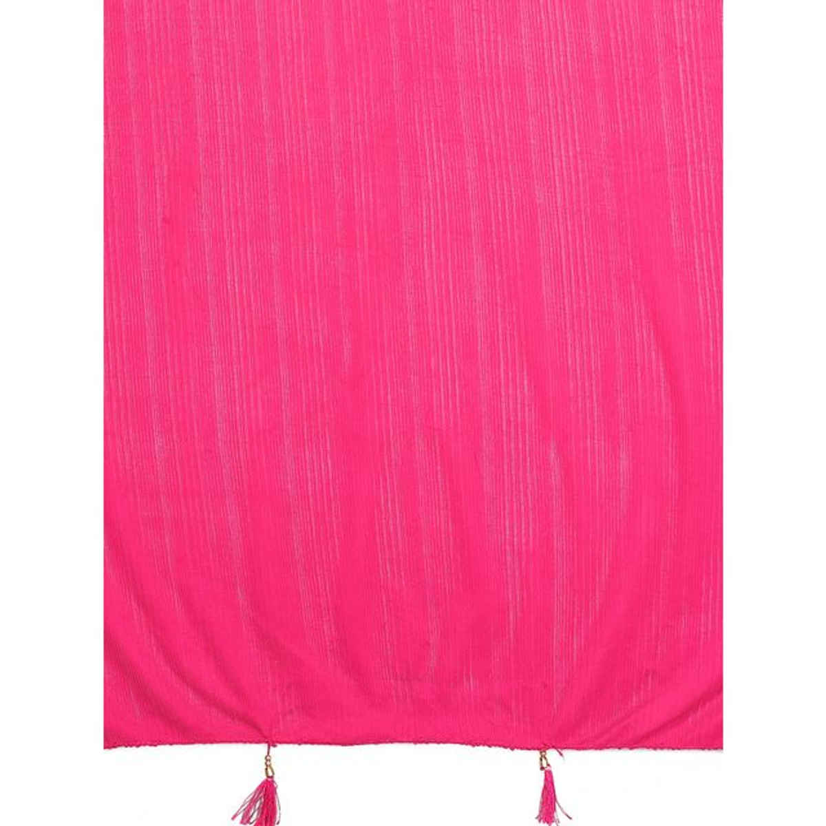 FABFLICK Lycra Made Plain Solid Women's Dupatta With Tassels | Pink