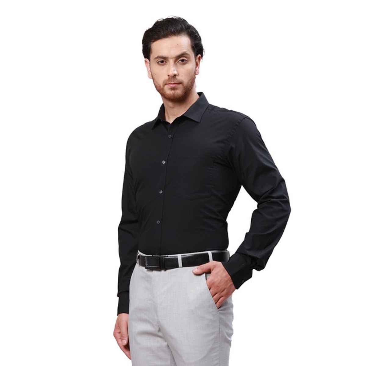 Park Avenue Men's Slim Fit Pure Cotton Semi Cutaway Collar Full Sleeve Shirt M