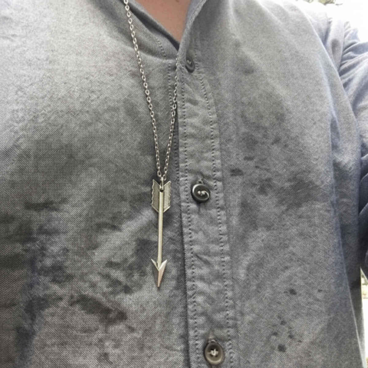 Arrow Pendant Men'S Necklace Silver