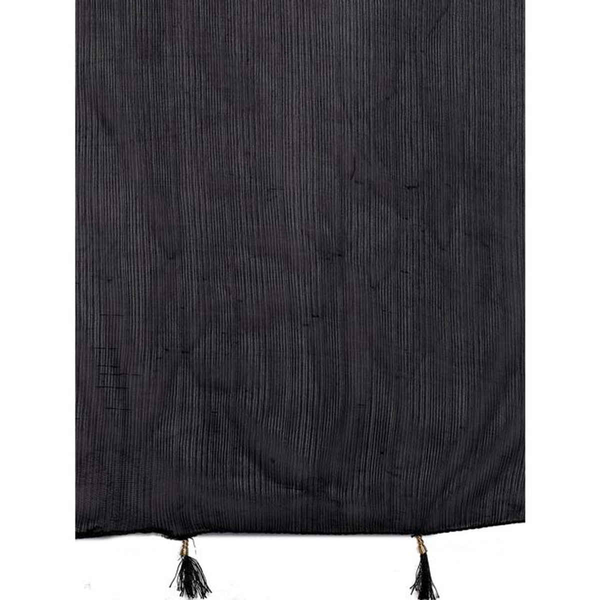 FABFLICK Lycra Made Plain Solid Women's Dupatta With Tassels | Black