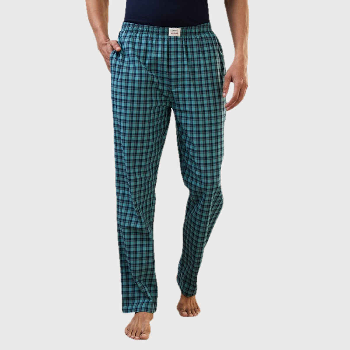 Sleepz by Raymond Mens Regular Fit Checks Pattern Pure Cotton Pyjama 00L| Dark Green