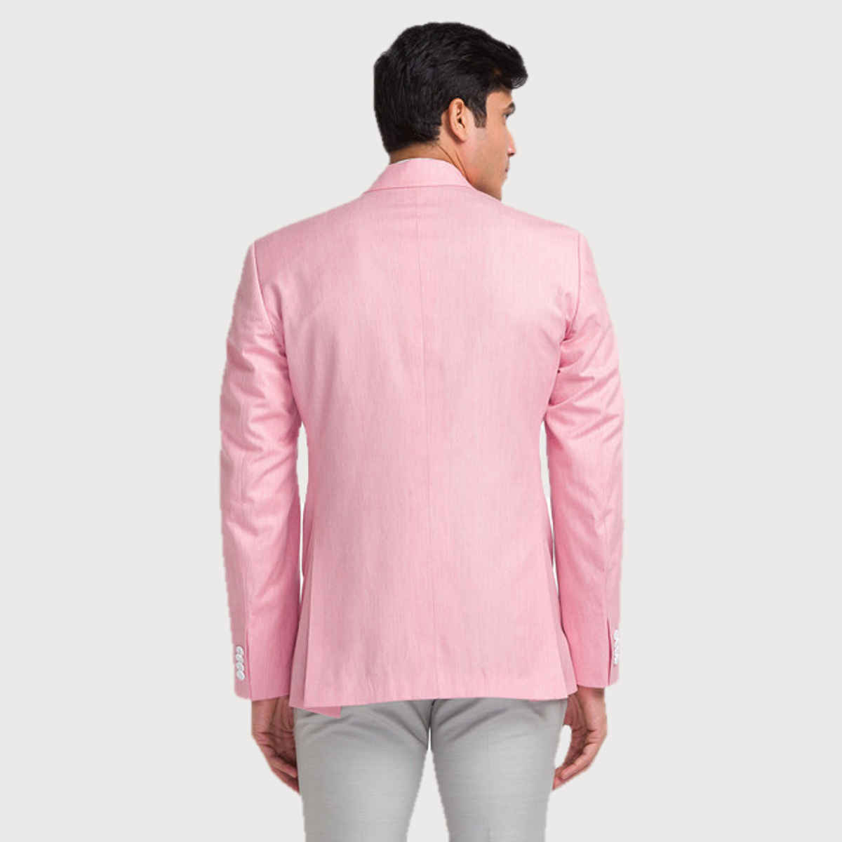 Park Avenue Men's Pink Super Slim Fit Poly Viscose Blend Solid Pattern Notch Lapel Formal Jacket L