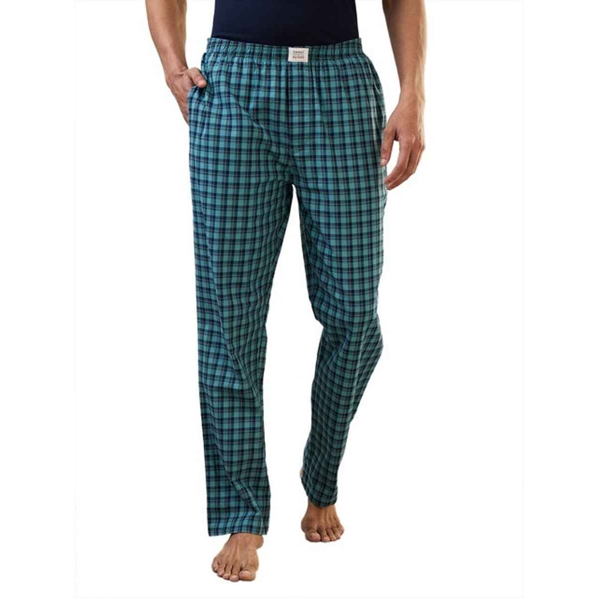 Sleepz by Raymond Mens Regular Fit Checks Pattern Pure Cotton Pyjama 00M| Dark Green