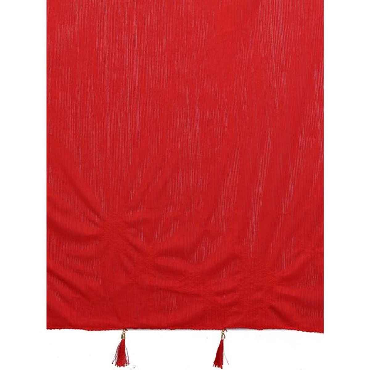 FABFLICK Lycra Made Plain Solid Women's Dupatta With Tassels | Red