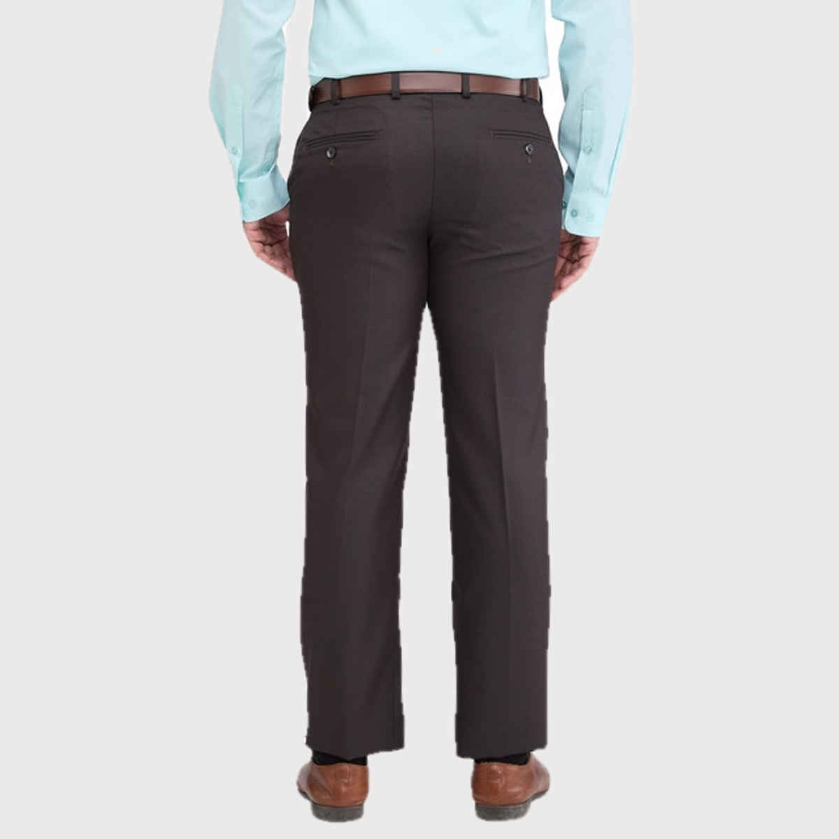 Park Avenue Men's Regular Fit Poly Viscose Blend Pleatless Formal Trouser | 32 | Brown