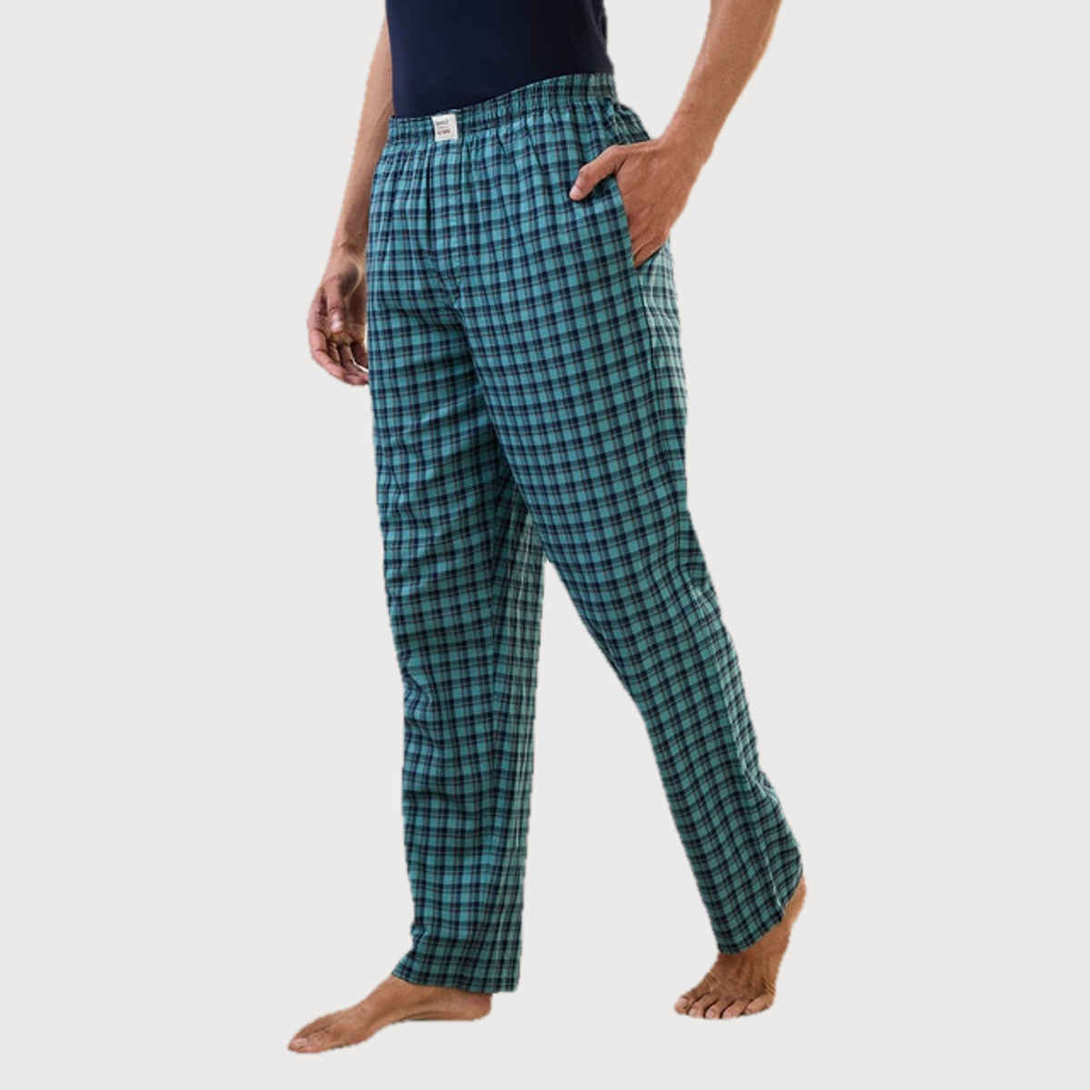 Sleepz by Raymond Mens Regular Fit Checks Pattern Pure Cotton Pyjama 00L| Dark Green