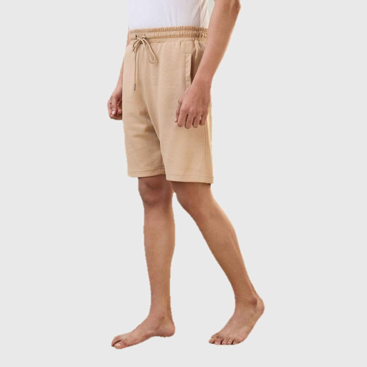 Sleepz by Raymond Mens Regular Fit Solid Pattern Cotton Polyester Blend Shorts | M-Medium Fawn