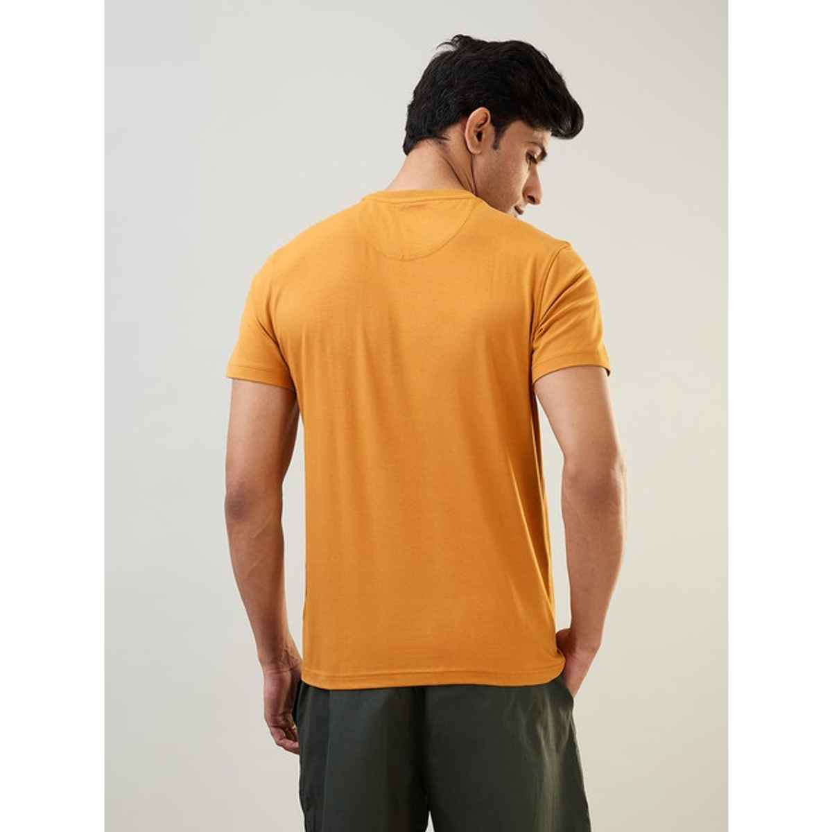 Sleepz by Raymond Mens Regular Fit Solid Pattern Cotton Blend T-Shirt | XL-Dark Yellow