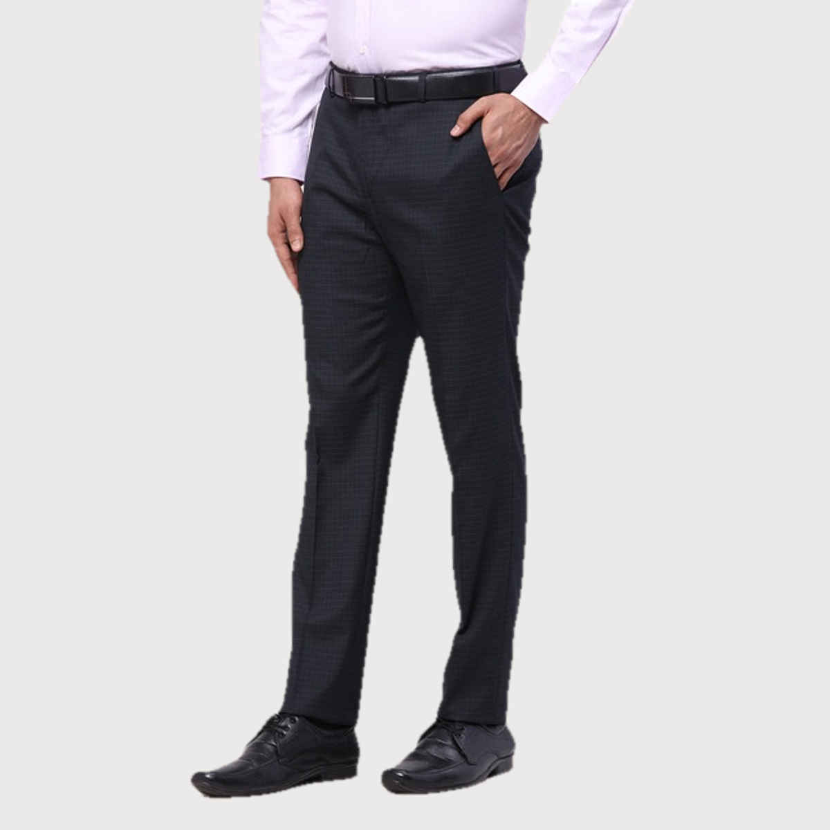 Raymond Men's Slim Fit Polyester Blend Pleatless Formal Trouser | Black | 34
