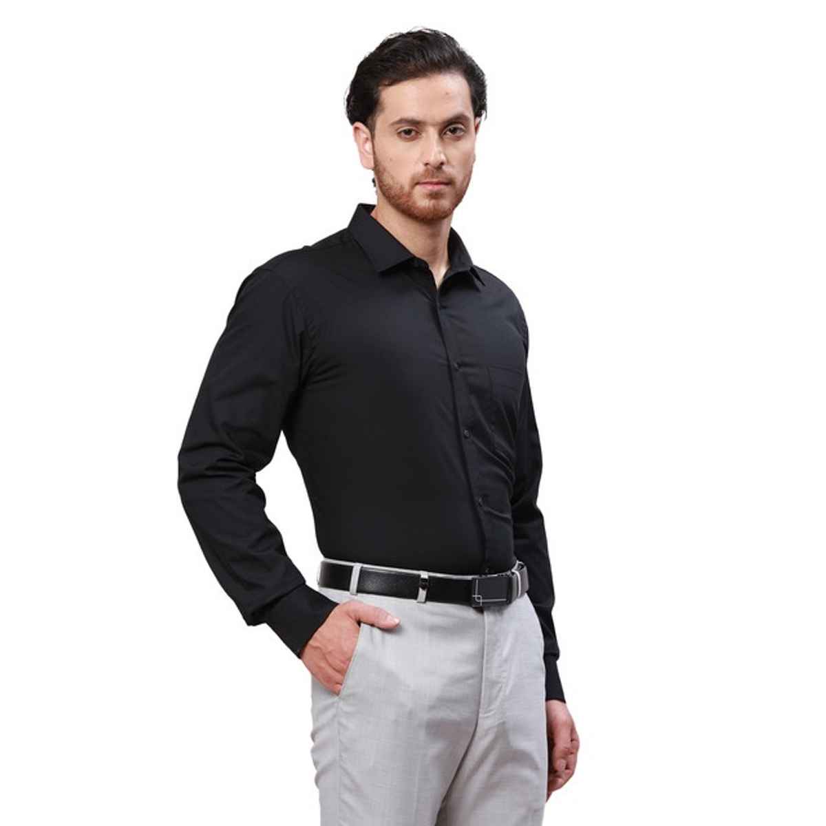 Park Avenue Men's Slim Fit Pure Cotton Semi Cutaway Collar Full Sleeve Shirt M