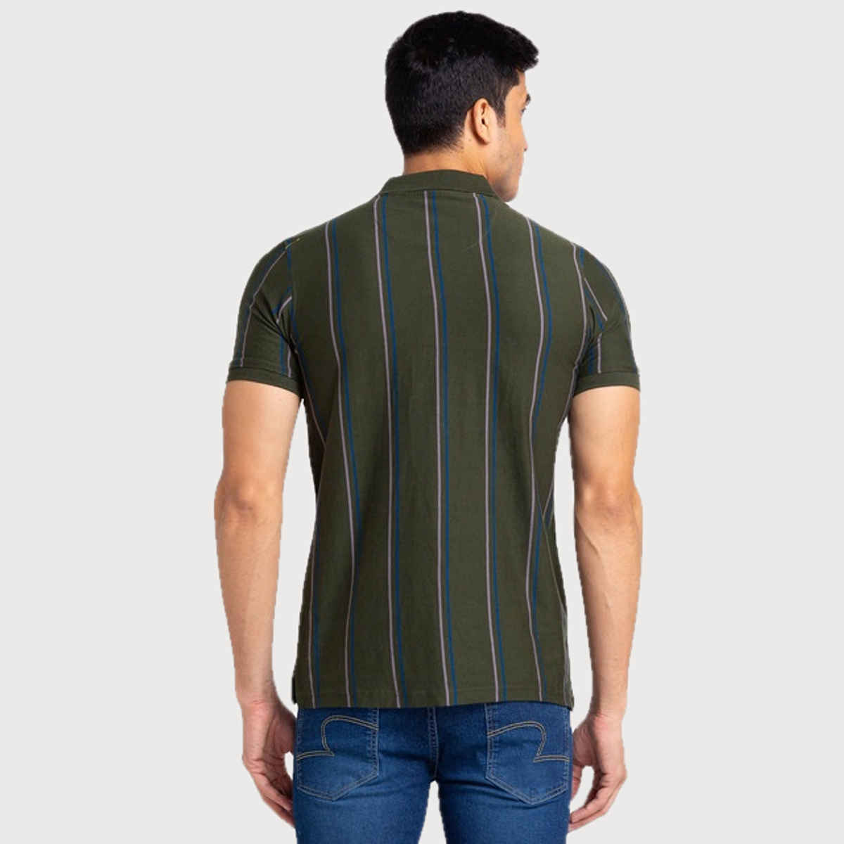 Raymond Men's Modern Fit Pure Cotton Polo Neck Half Sleeve Casual T-Shirt | M | Dark Green