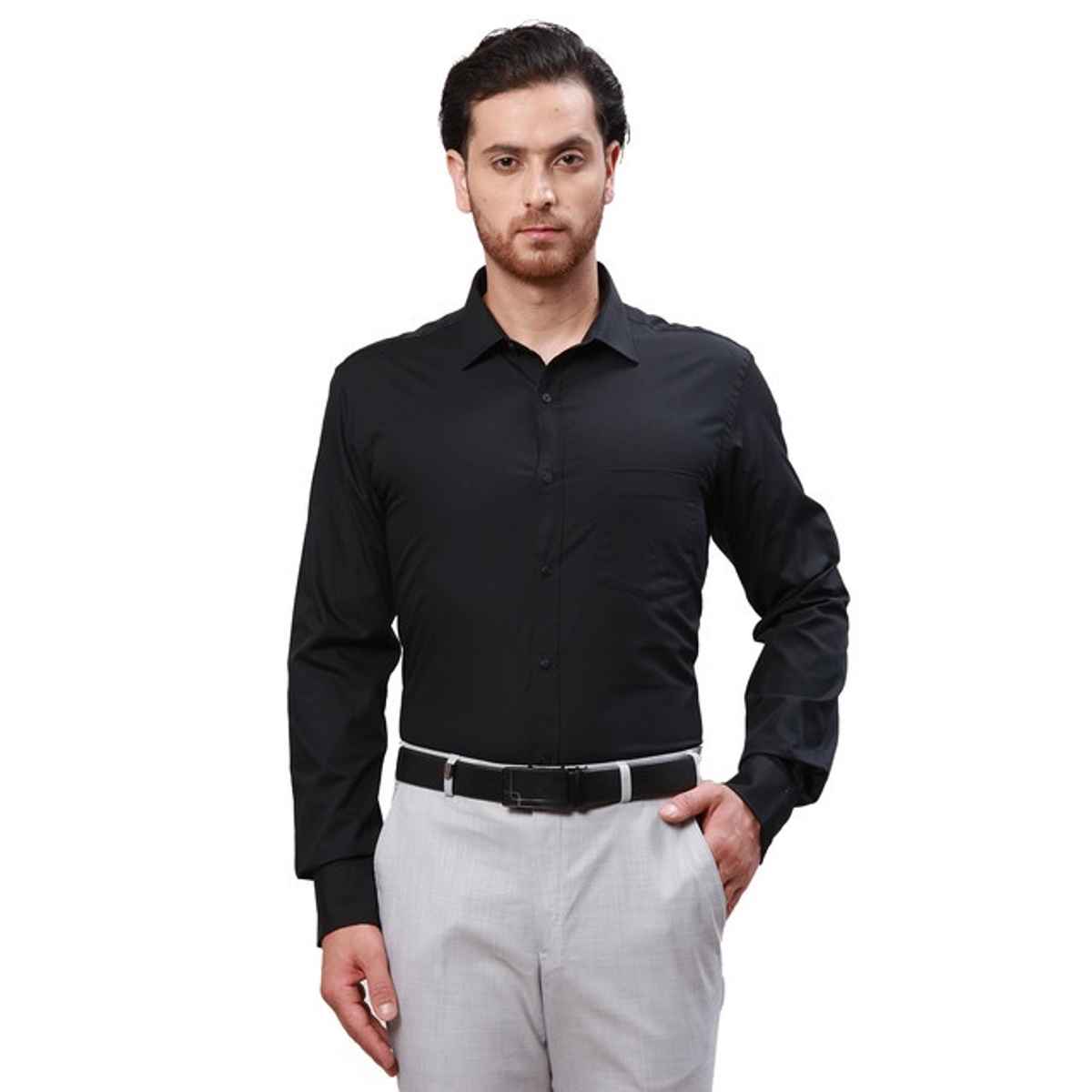 Park Avenue Men's Slim Fit Pure Cotton Semi Cutaway Collar Full Sleeve Shirt M
