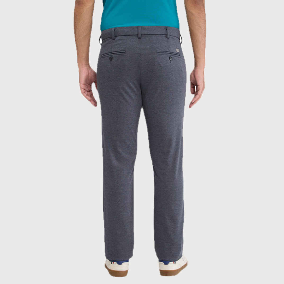 Color Plus Men's Contemporary Fit Polyester Blend Flat Front Casual Trouser | Dark Grey | 38