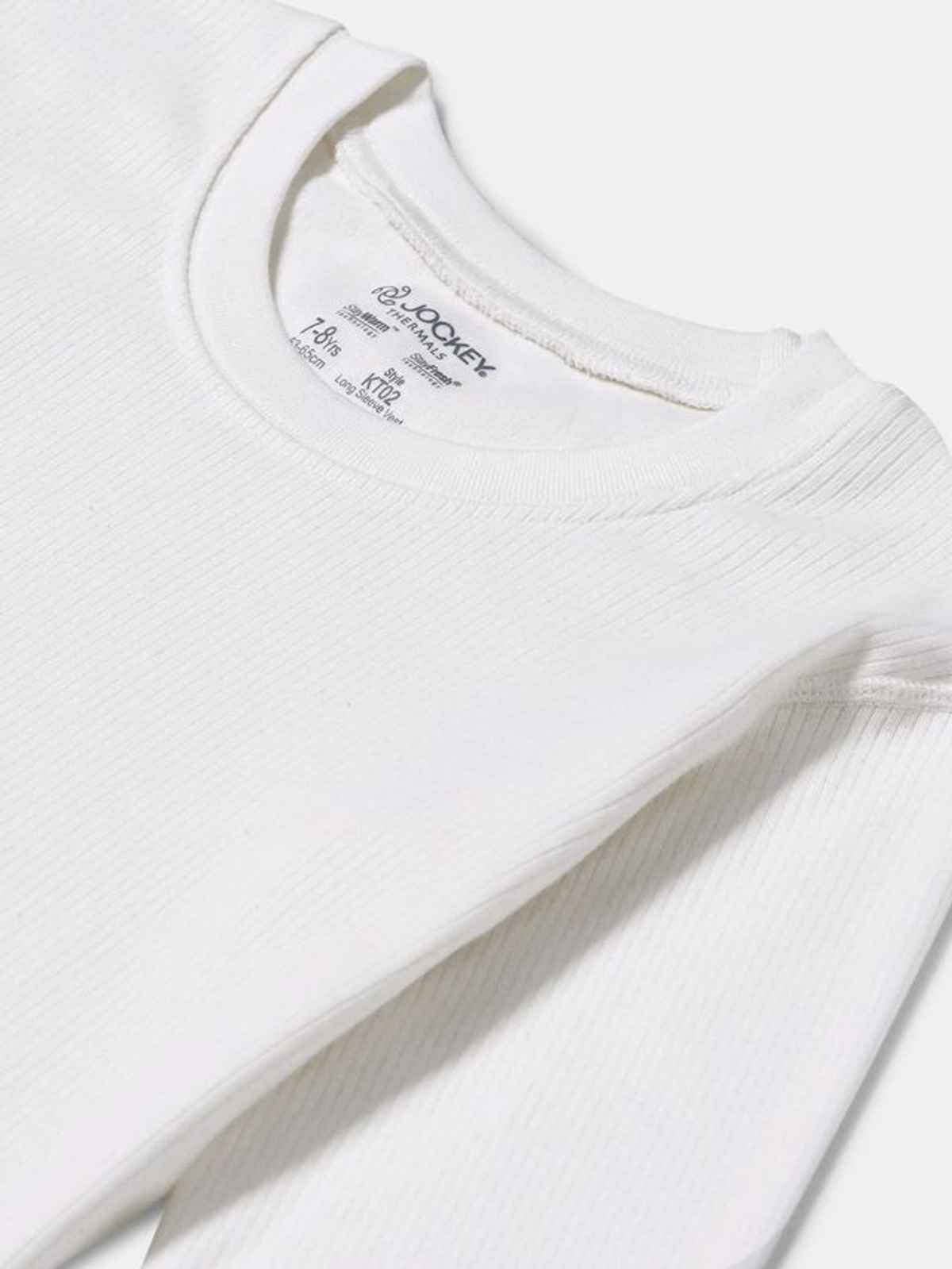 Jockey KT02 Kid's Super Combed Cotton Rich Full Sleeve Thermal Undershirt | Off White-5-6 Yr
