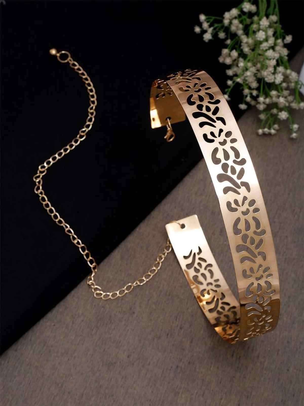 YouBella Jewellery Celebrity Inspired Adjustable Metal Plate Type Golden Kamarband Waist Belt (S-2)