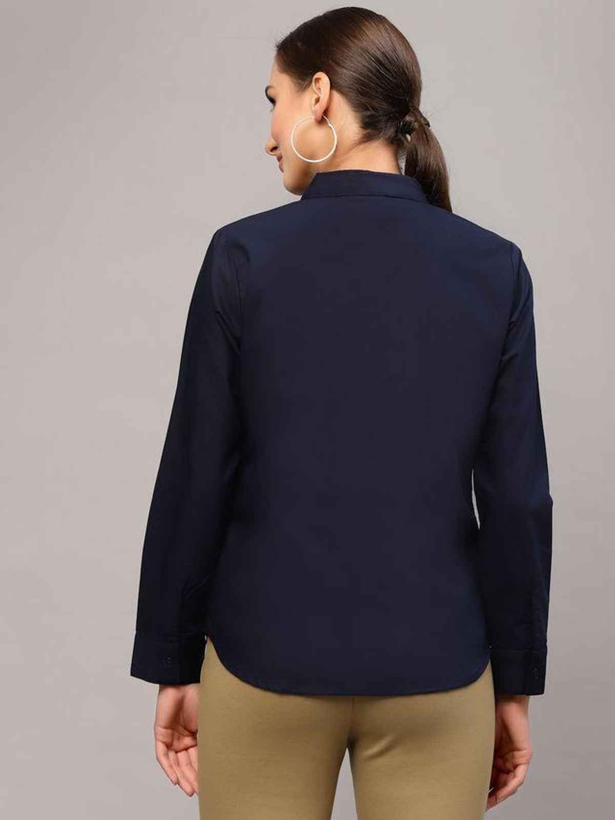 Style Quotient Women Navy Blue Classic Formal Shirt-M